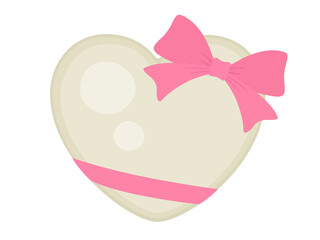 リボンを付けたハート型のチョコレートのイラスト