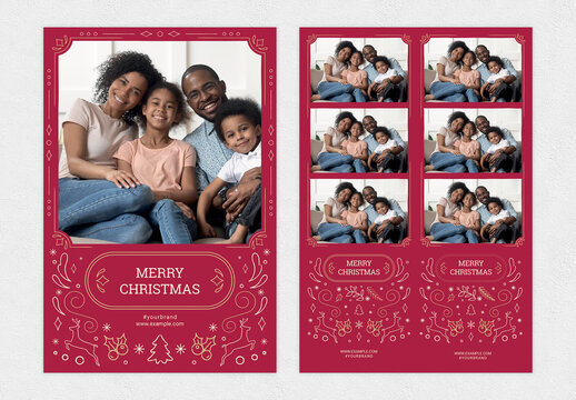 Christmas Photo Booth Layout with Ornate Illustrations