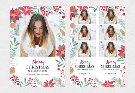 Christmas Photo Booth Card Layout with Festive Decorations