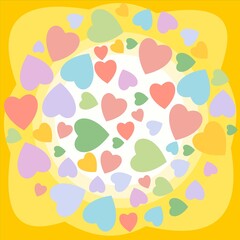 Abstract background with hearts. Cartoon flat style. Isolated over white background. Illustration. Vector