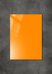Orange Booklet cover template on dark concrete background