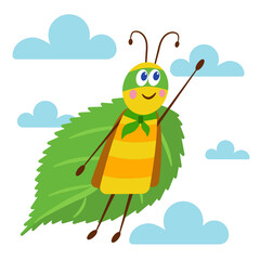 vector image flying insect superhero