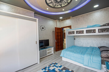 Interior design of bunk bedroom in house