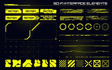 Set of Sci Fi Modern User Interface Elements. Futuristic Abstract HUD. Good for game UI. Vector Illustration EPS10	