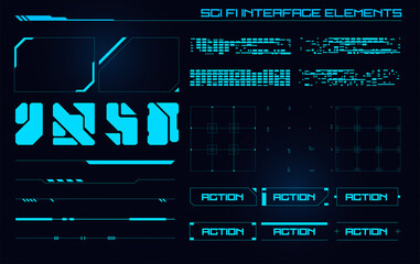 Set of Sci Fi Modern User Interface Elements. Futuristic Abstract HUD. Good for game UI. Vector Illustration EPS10	