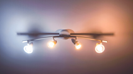 set of light bulbs on the ceiling