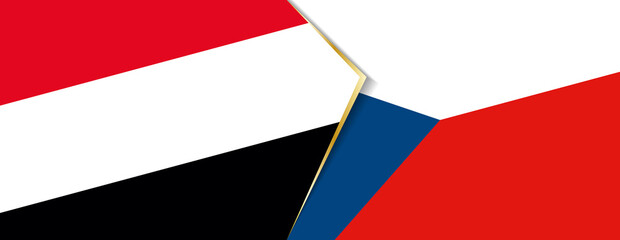 Yemen and Czech Republic flags, two vector flags.