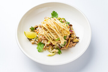 fried rice with eat and vegetables