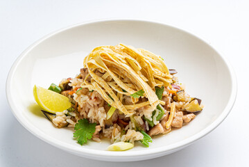 fried rice with eat and vegetables