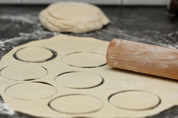 rolling pin and dough