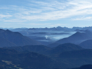 Fototapeta na wymiar Panorama view from Benediktenwand mountain, Bavaria, Germany