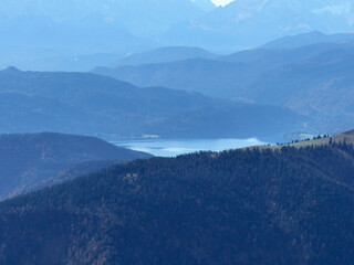 Naklejka premium Panorama view from Benediktenwand mountain, Bavaria, Germany