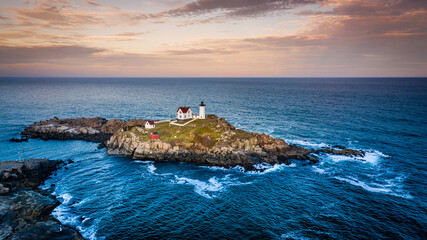 Nubble lighthouse at sunset