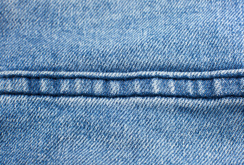 Pocket of blue hipster jeans material. Denim Cloth texture background.