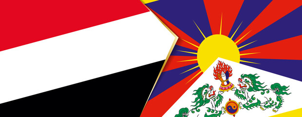 Yemen and Tibet flags, two vector flags.