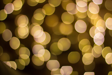 yellow bokeh on a black background from the festive lights