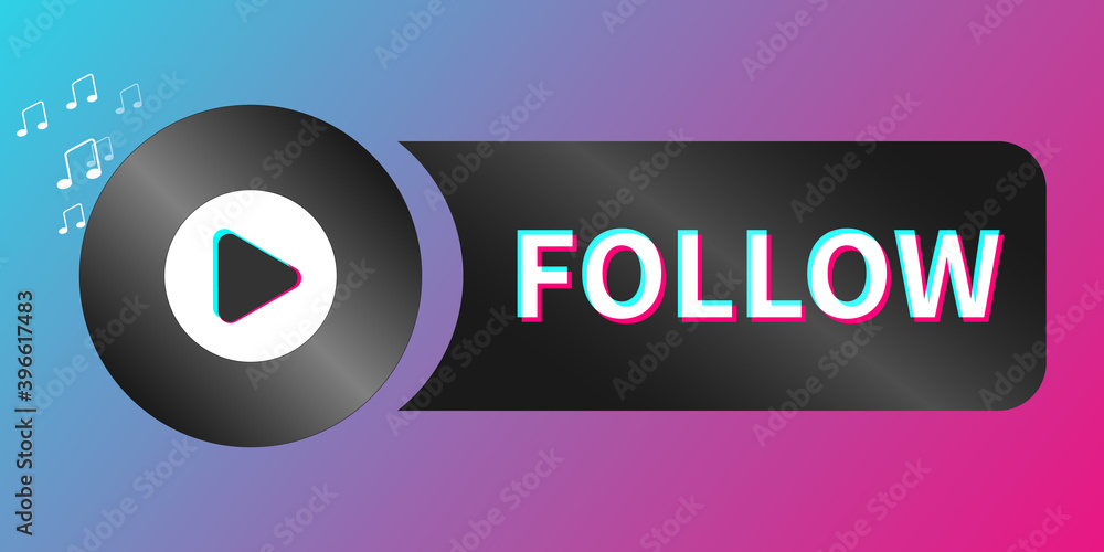 Wall mural new button design. button to follow. blog in the colors of a popular social network. user interface,
