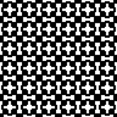 Fototapeta premium Seamless pattern. Crosses, figures ornament. Embroidery background. Folk wallpaper. Shapes backdrop. Tribal motif. Ethnic mosaic. Digital paper, textile print, web design, abstract. Vector artwork