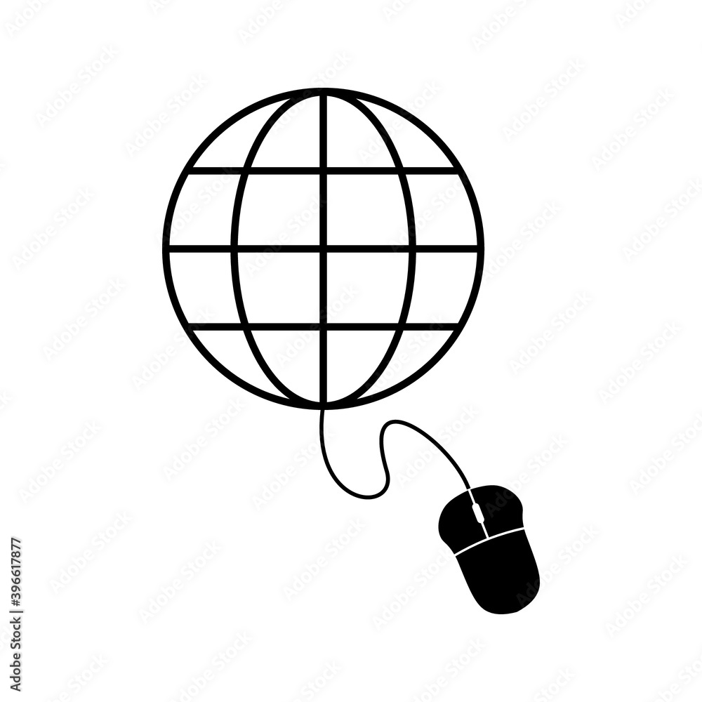 Poster browser with a mouse on white background