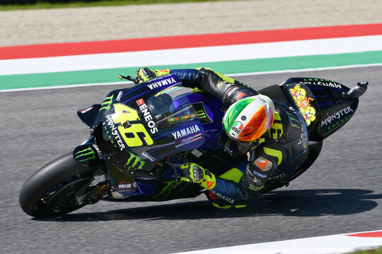Mugello - Italy, 31 May: Italian Yamaha Movistar Team rider Valentino Rossi in action at 2019 GP of Italy of MotoGP on May 2019 in Italy