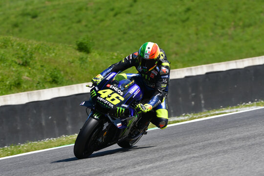 Mugello - Italy, 31 May: Italian Yamaha Movistar Team rider Valentino Rossi in action at 2019 GP of Italy of MotoGP on May 2019 in Italy