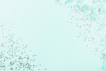 Christmas, winter composition. Xmas holiday decorations on pastel blue background. Christmas, New Year, winter concept. Flat lay, top view, copy space