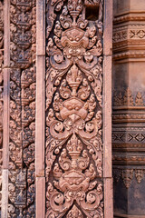 Relief à Banteay Srei, temple des femmes à Angkor, Cambodge