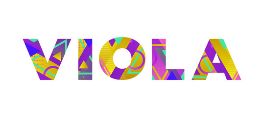 Viola Concept Retro Colorful Word Art Illustration