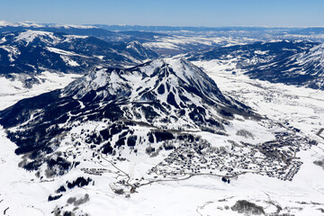 Fototapeta na wymiar Winter Aerial image of Crested Butte Colorado