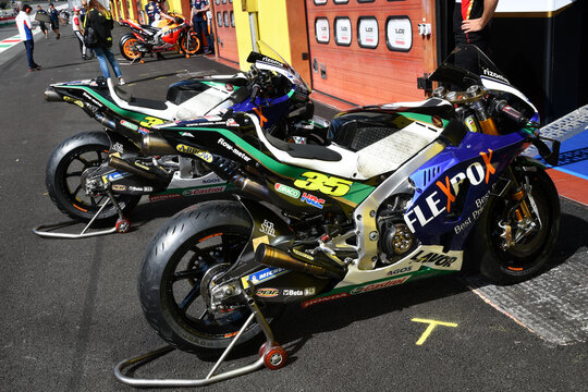 Mugello - Italy, 31 May 2019: Honda RC213v of LCR Honda Castrol Team of rider Cal Crutchlow in the pitlane during the Italian GP in 2019 in Italy