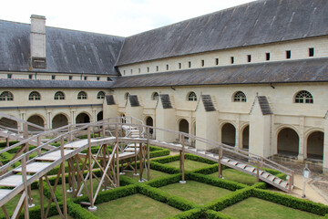 cloister at the fontevraud abbey in france