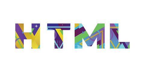 HTML Concept Retro Colorful Word Art Illustration