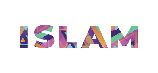 ISLAM Concept Retro Colorful Word Art Illustration