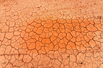 Dry, cracked ground into the dry season. Global warming and climate change.