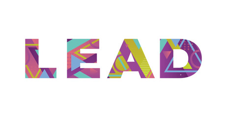 Lead Concept Retro Colorful Word Art Illustration