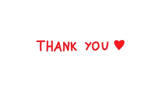 Thank you. Hand written red text on white background.
