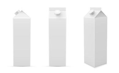 Packaging for milk or juice carton mock ups set for your branding. High paper boxes with lids.