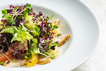 fresh salad with chicken and vegetables