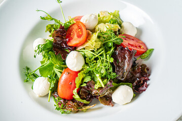 fresh salad with mozzarella and vegetables