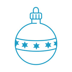 merry christmas ball with stars line style vector illustration design