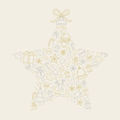 Christmas star. Xmas decoration with festive icons. Vector