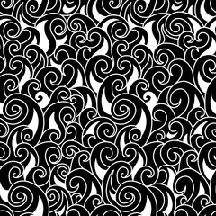 Abstract fire flames seamless pattern in black and white colors