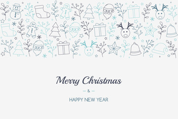 Concept of Christmas greeting card with decorations and wishes. Vector