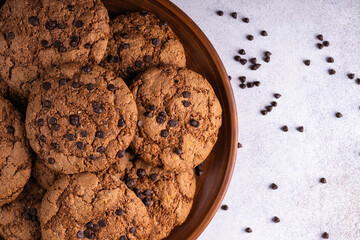 Breakfast with healthy oatmeal cookies. Homemade cookies.