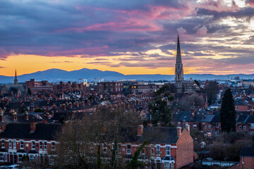 Sunset over Worcester - Malvern Hills
