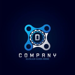 Letter D Logo, Technology and Industrial Service Concept Gear and Bracket Initial Logo Vector Design.