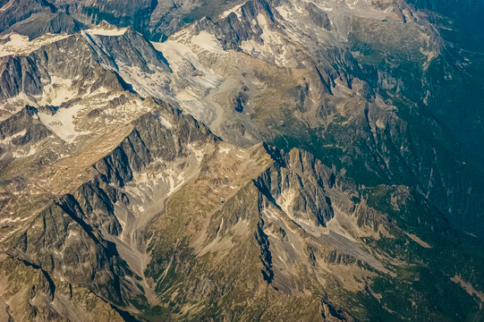 birds eye view of mountains in the sun