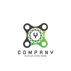 Letter Y Logo, Technology and Industrial Service Concept Gear and Bracket Initial Logo Vector Design.