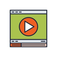 Media player icon. Video play vector illustration.