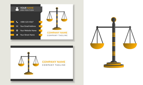 Lawyer business card template design for with a law logo